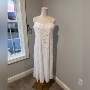 LOFT White Eyelet Spaghetti-Strap Sundress